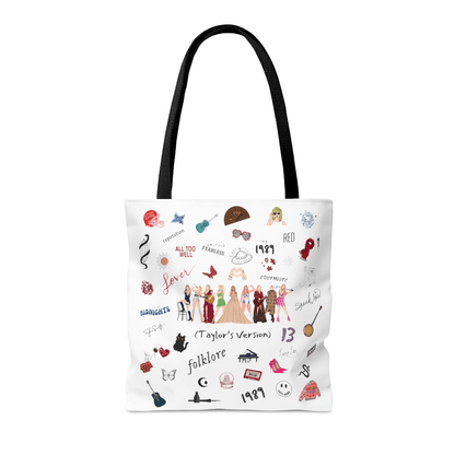 Taylor's Version White Tote Bag for Swiftie - Disselt Designs