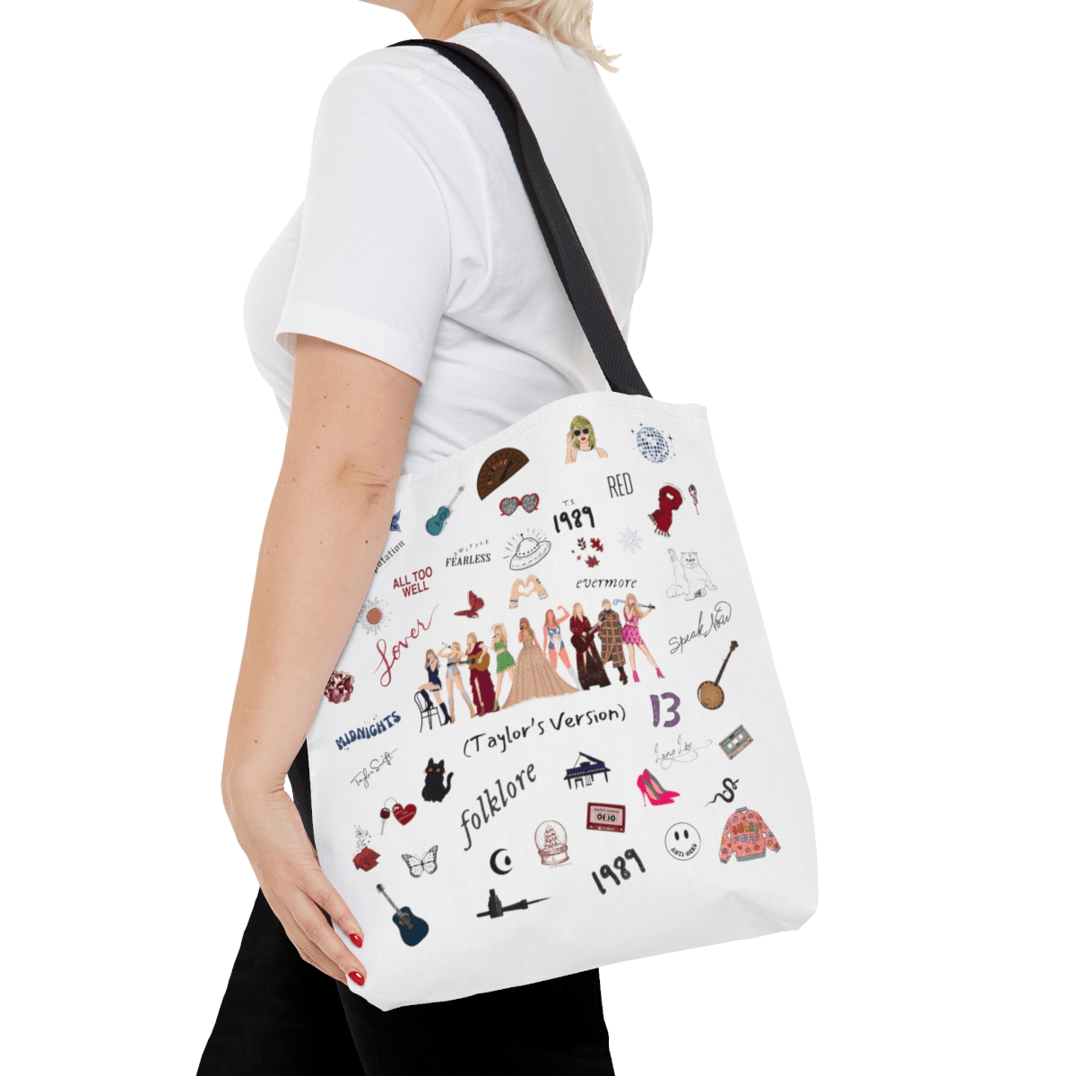 Taylor's Version White Tote Bag for Swiftie - Disselt Designs