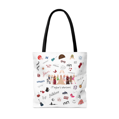 Taylor's Version White Tote Bag for Swiftie - Disselt Designs