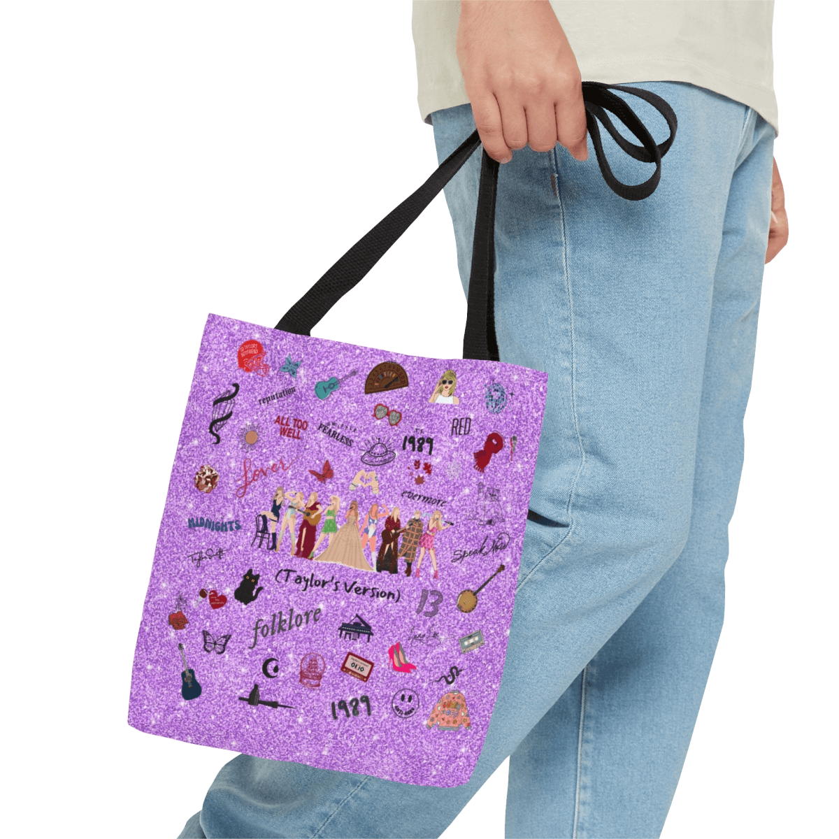 Taylor's Version Purple Glitter Tote Bag for Swiftie - Disselt Designs