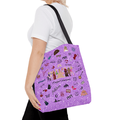 Taylor's Version Purple Glitter Tote Bag for Swiftie - Disselt Designs