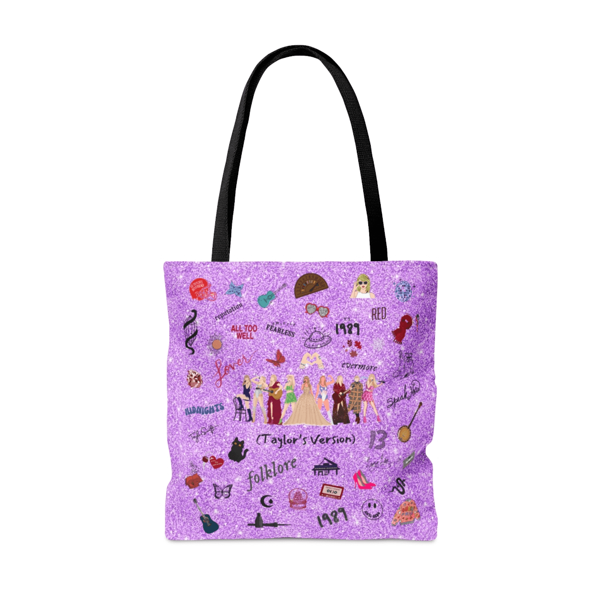 Taylor's Version Purple Glitter Tote Bag for Swiftie - Disselt Designs