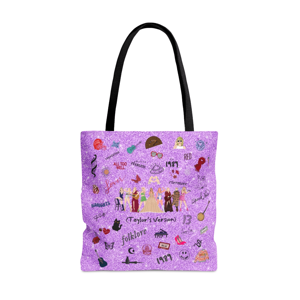 Taylor's Version Purple Glitter Tote Bag for Swiftie - Disselt Designs