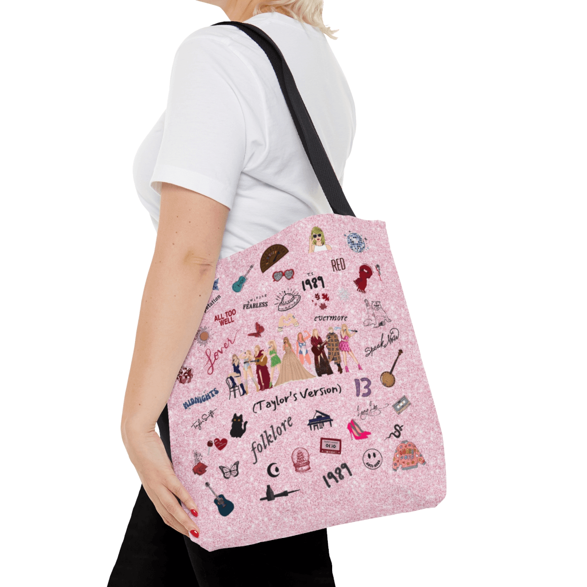 Taylor's Version Pink Glitter Tote Bag for Swiftie - Disselt Designs