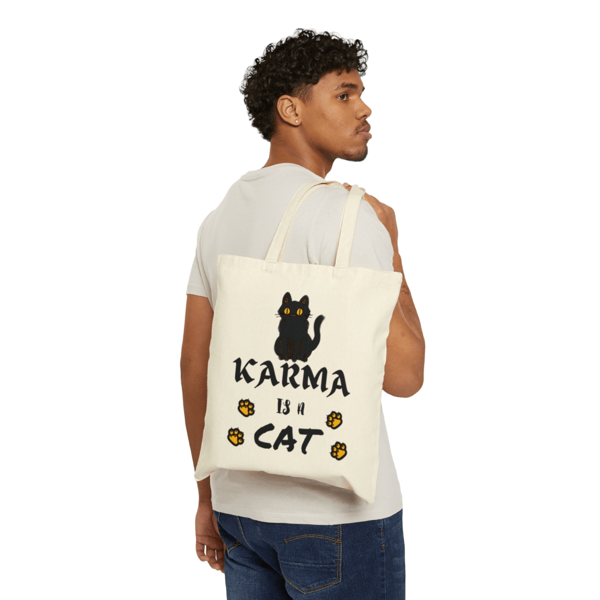 Karma is a Cat Cotton Purring... Canvas Tote Bag for Swiftie - Disselt Designs