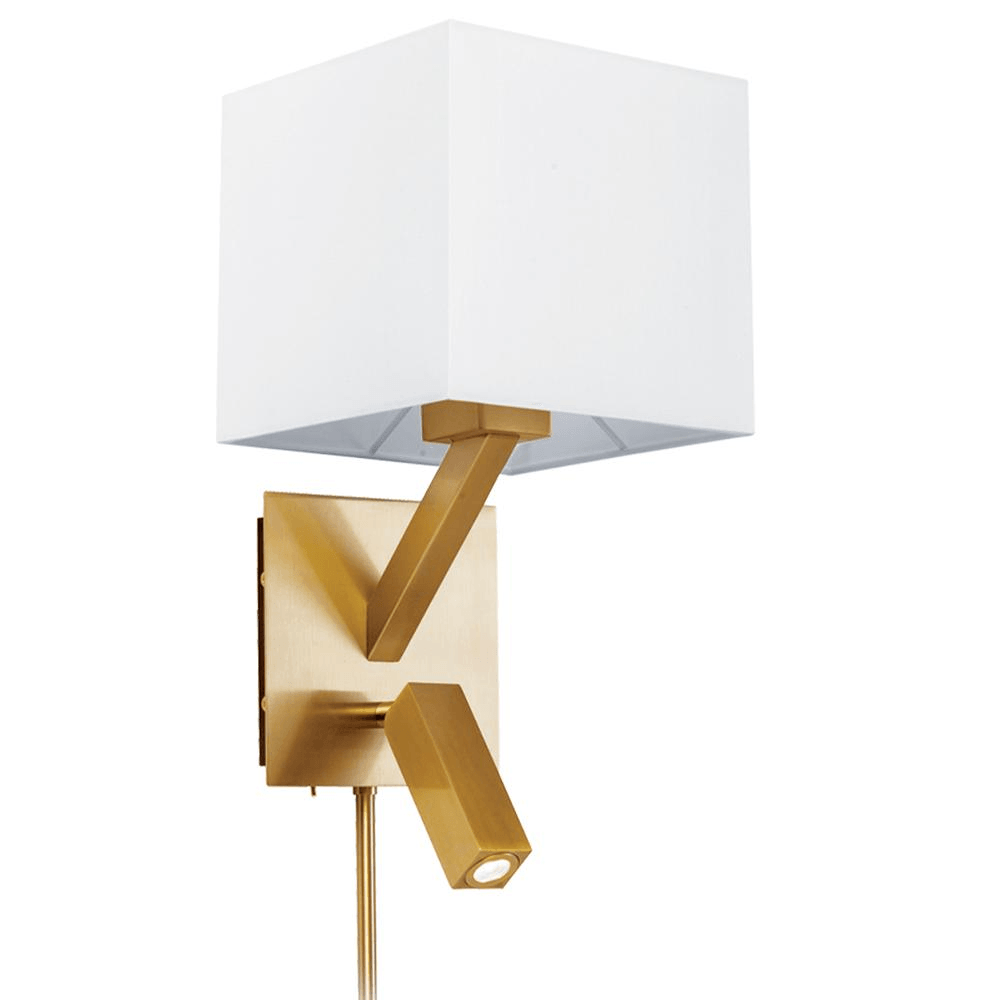 GEORGE GOLD | Contemporary Brass Wall Sconce with Reading Lamp - Disselt Designs