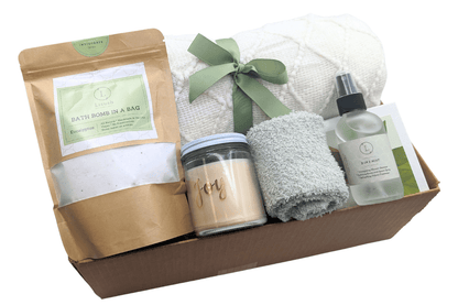 Spa/Bath Gift Set with Blanket & Candle - Made in the USA - Disselt Designs