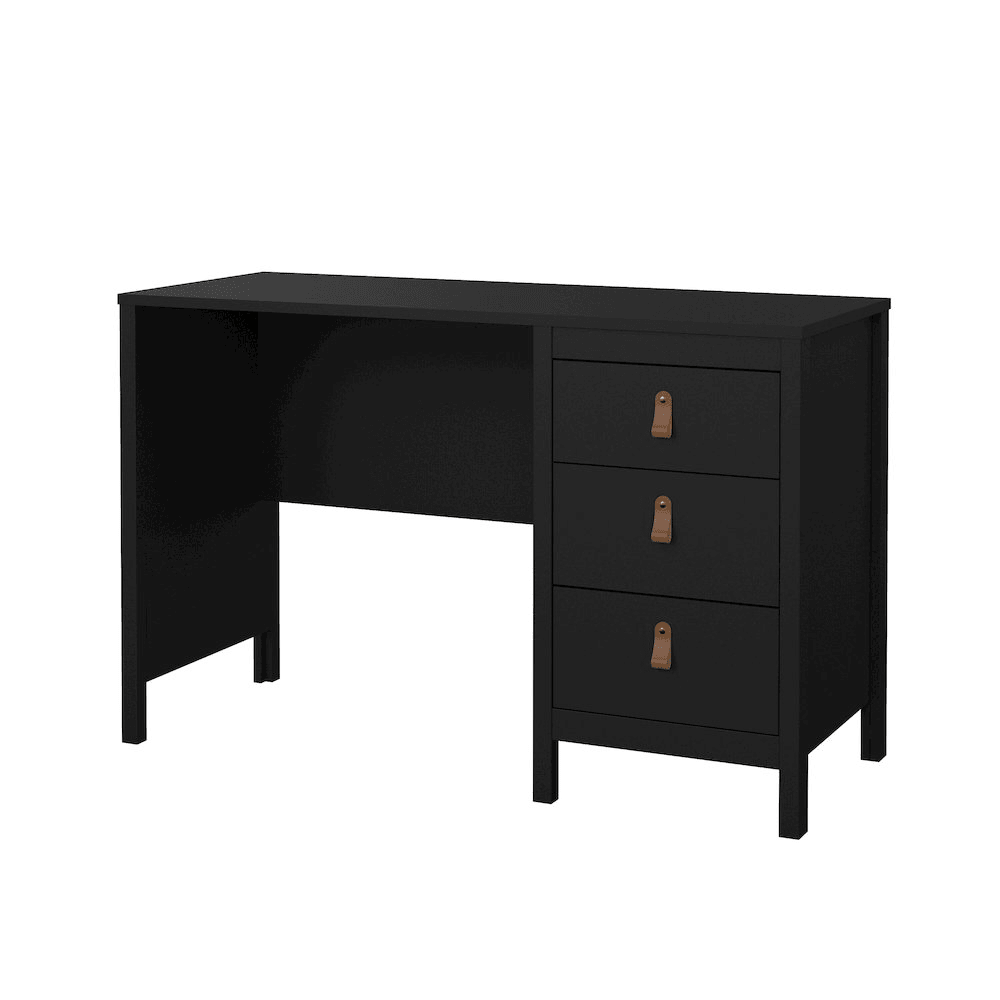 MADRID | Home Office Writing Desk with 3 Storage Drawers, Black Matte - Disselt Designs