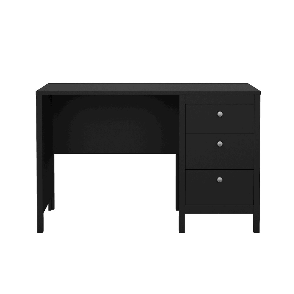 MADRID | Home Office Writing Desk with 3 Storage Drawers, Black Matte - Disselt Designs