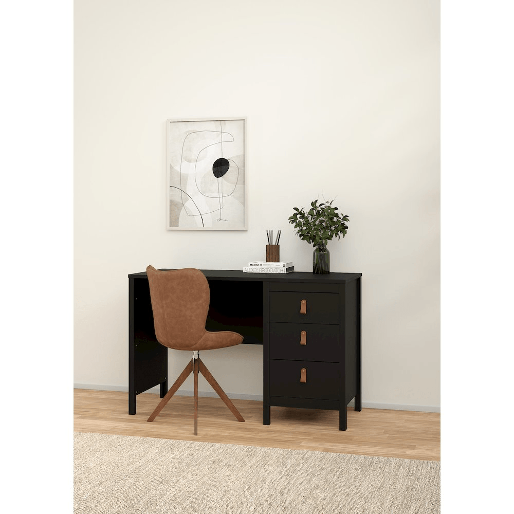 MADRID | Home Office Writing Desk with 3 Storage Drawers, Black Matte - Disselt Designs