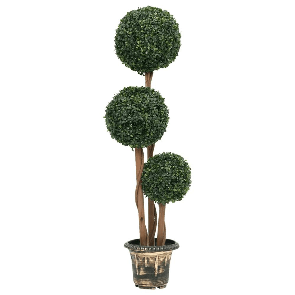 BOXWOOD TRIPLE | Artificial Ball Shaped Boxwood Plant with Pot, 46.9" - Disselt Designs