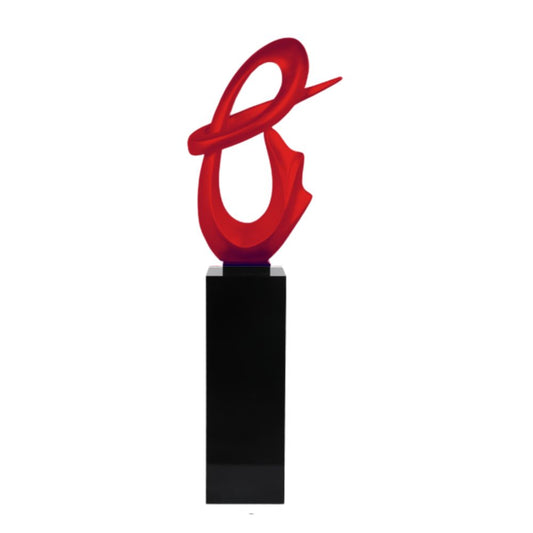 Fluid Abstract 59" Tall Floor Sculpture // Red with Black Stand - Disselt Designs