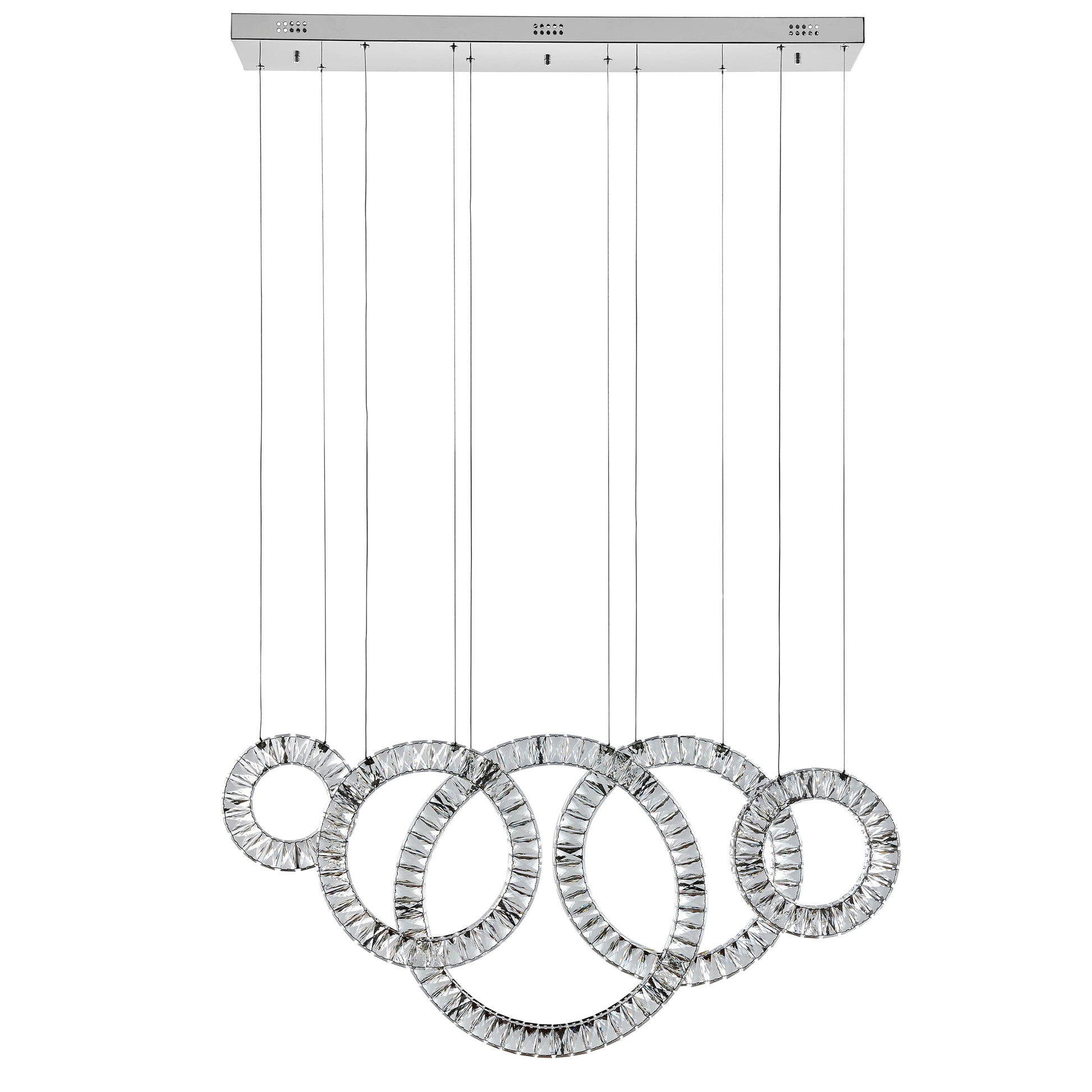5 Hoop Crystal Progression Chandelier // Chrome - Disselt Designs
