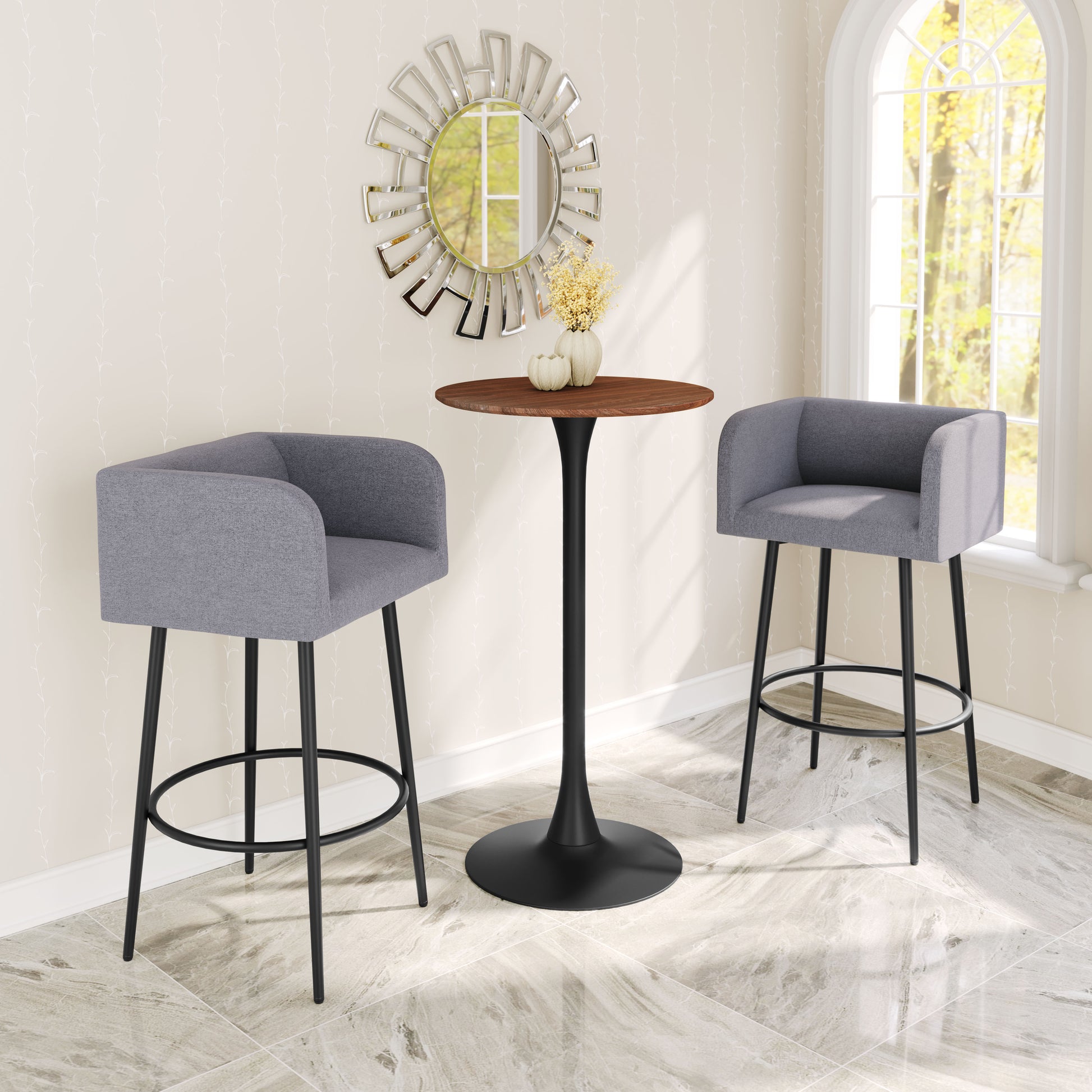 Horbat Barstool (Set of 2) Gray - Disselt Designs