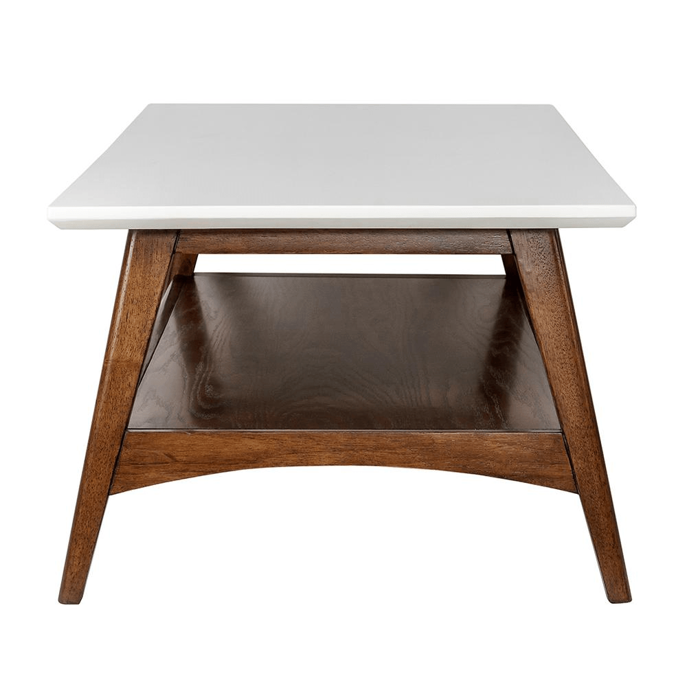 PARKER PECAN | Mid-Century Two-Tone Off-white and Pecan Coffee Table - Disselt Designs