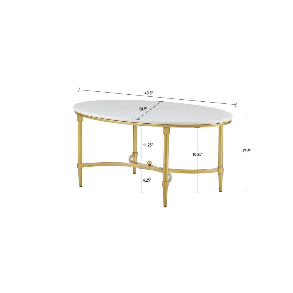 BORDEAUX | White Marble Top and Gold Metal Coffee Table - Disselt Designs