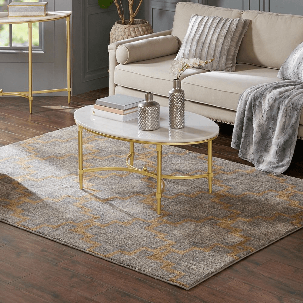 BORDEAUX | White Marble Top and Gold Metal Coffee Table - Disselt Designs