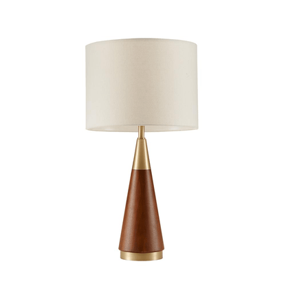 SAN MINIATO | Mid-Century Table Lamp with Pecan Finish and Gold Accents - Disselt Designs