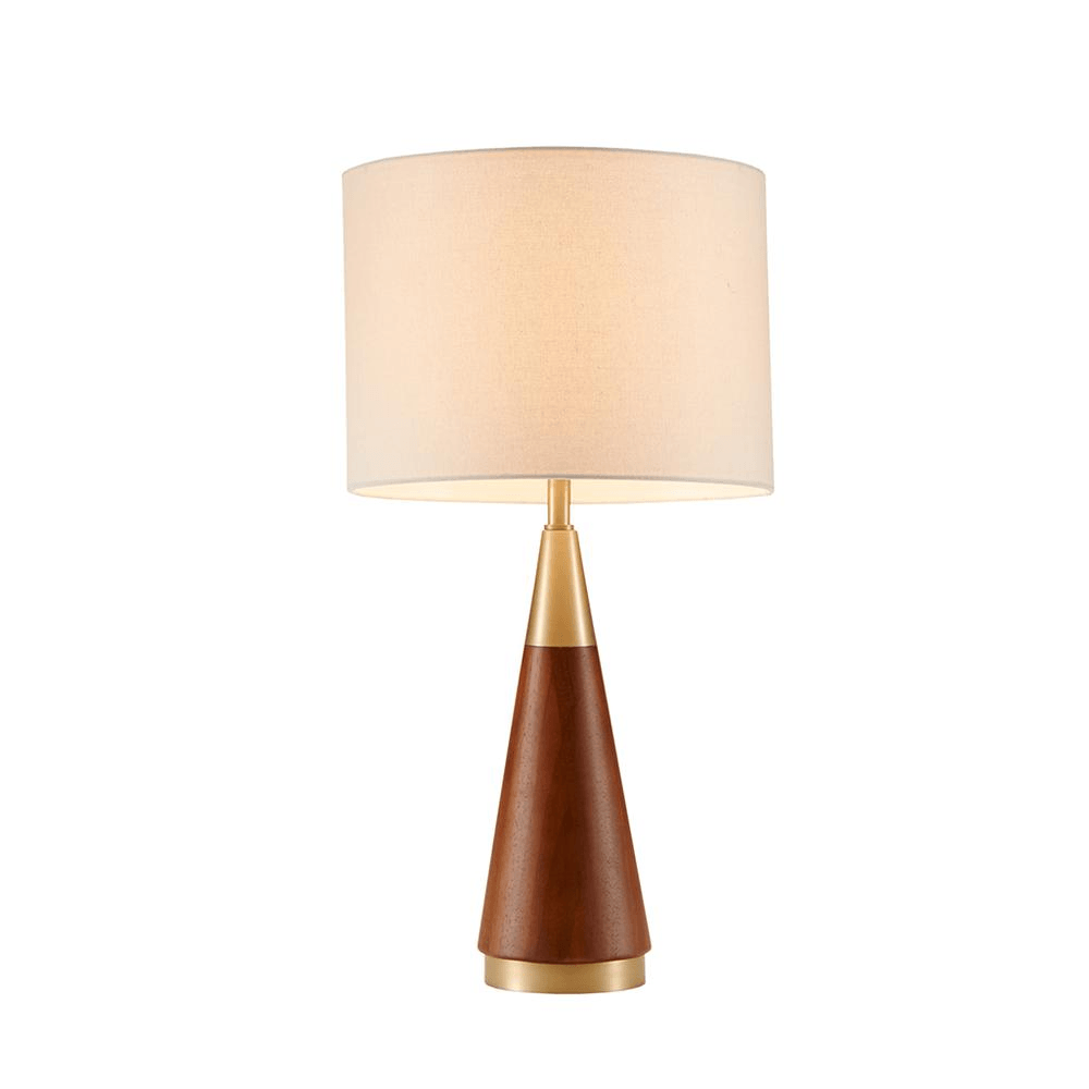 SAN MINIATO | Mid-Century Table Lamp with Pecan Finish and Gold Accents - Disselt Designs