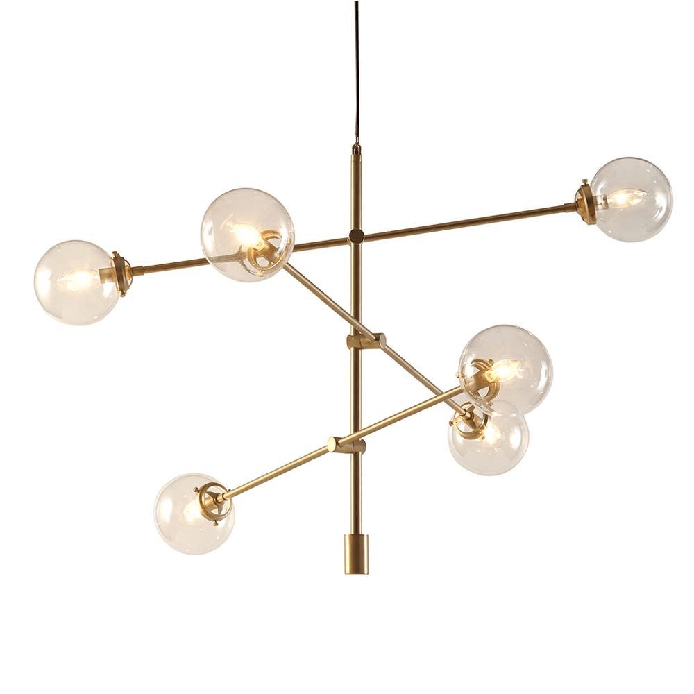 CYRUS | 6-Globe Light Architectural Gold-tone Metal Chandelier - Disselt Designs