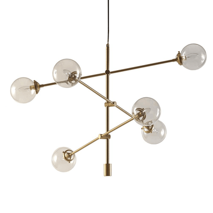 CYRUS | 6-Globe Light Architectural Gold-tone Metal Chandelier - Disselt Designs