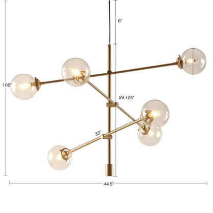 CYRUS | 6-Globe Light Architectural Gold-tone Metal Chandelier - Disselt Designs