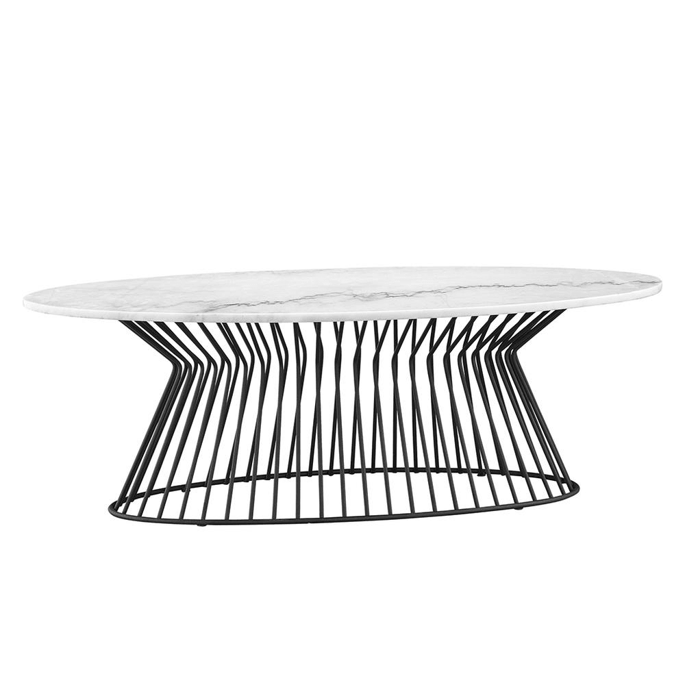 CARMELO | White Marble and Black Metal Coffee Table - Disselt Designs