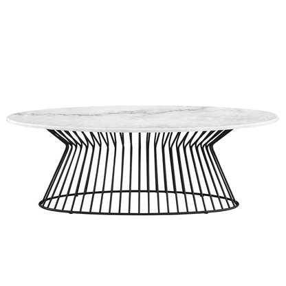 CARMELO | White Marble and Black Metal Coffee Table - Disselt Designs