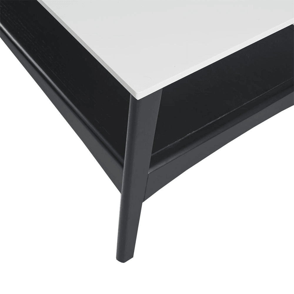 PARKER | Mid-Century Two-Tone Off-white and Black Wood Coffee Table - Disselt Designs