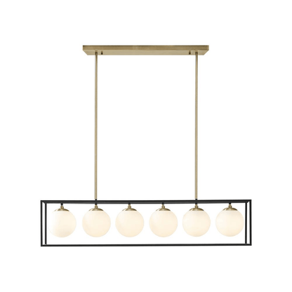 HELENA | 6-Light Frosted Glass Globe Linear Chandelier - Disselt Designs