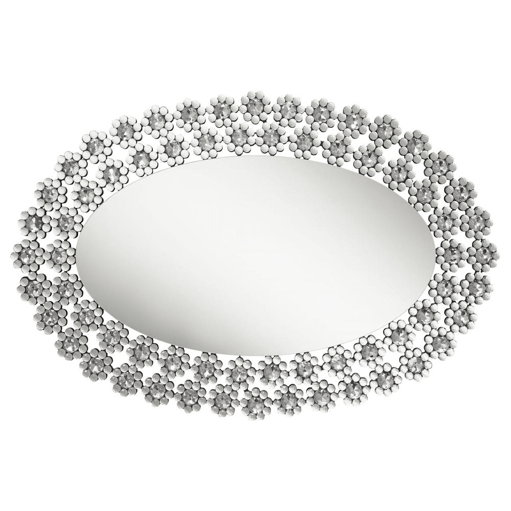 COLLEEN | Oval Wall Mirror with Faux Crystal Blossoms - Disselt Designs