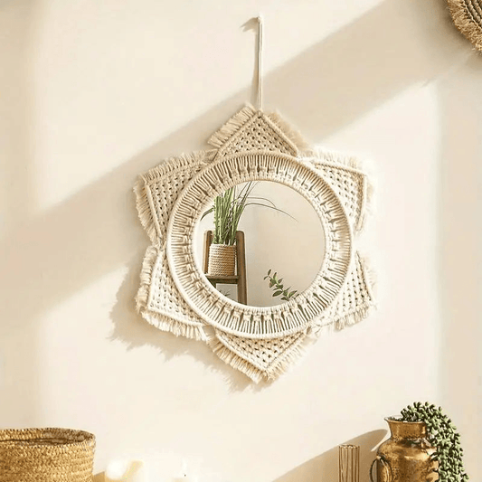 LESBIA | Hanging Decorative Macrame Star Wall Mirror - Disselt Designs