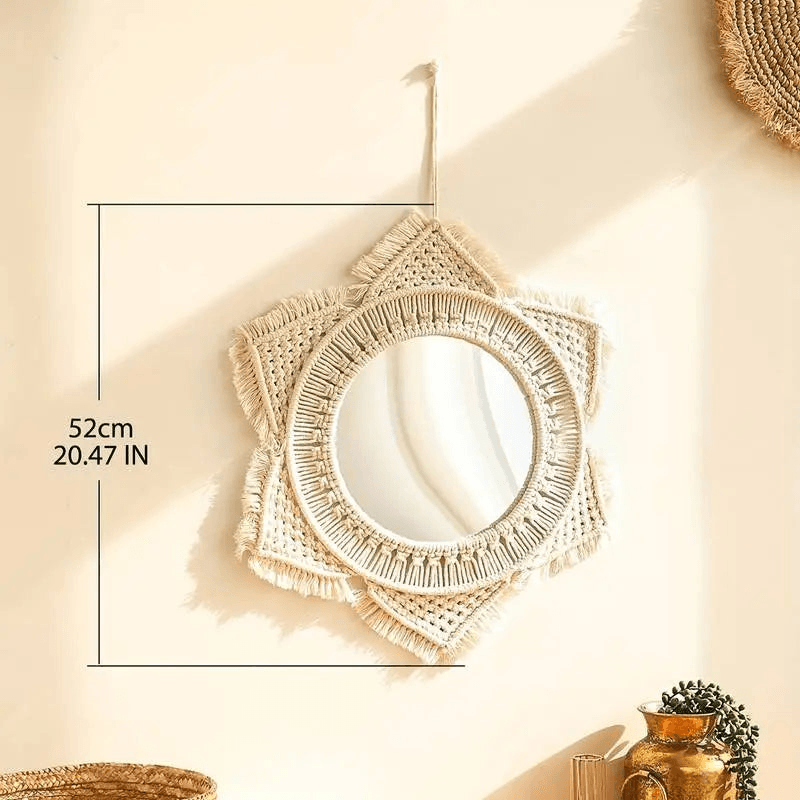 LESBIA | Hanging Decorative Macrame Star Wall Mirror - Disselt Designs