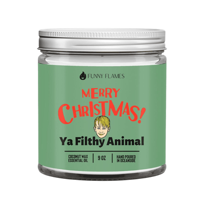 Merry Christmas, Ya Filthy Animal - Funny Holiday Gift Candle 9oz. - Made in USA - Disselt Designs