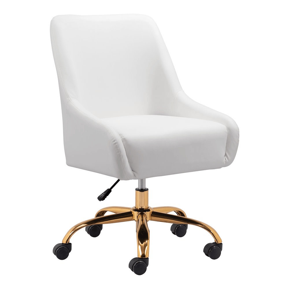 MADELAINE | White & Gold Office Chair - Disselt Designs