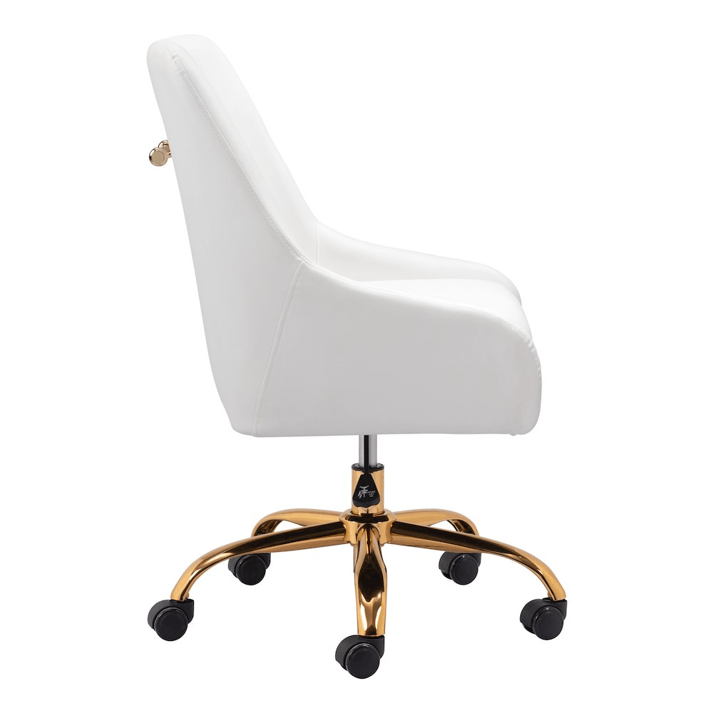 MADELAINE | White & Gold Office Chair - Disselt Designs