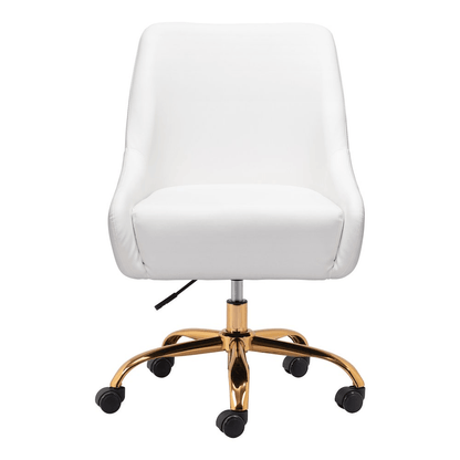 MADELAINE | White & Gold Office Chair - Disselt Designs