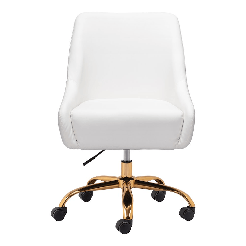 MADELAINE | White & Gold Office Chair - Disselt Designs