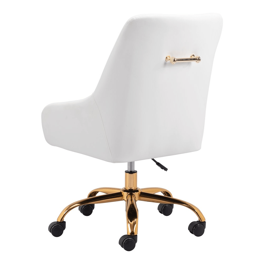 MADELAINE | White & Gold Office Chair - Disselt Designs