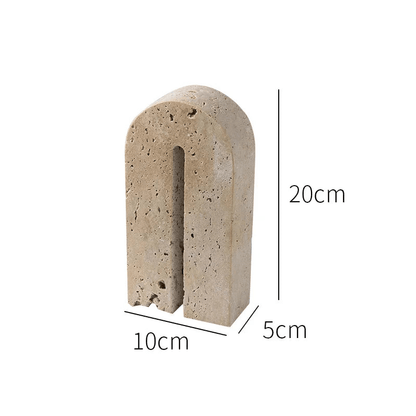 FINALE | Vintage Beige Travertine Stone Bookends - Disselt Designs