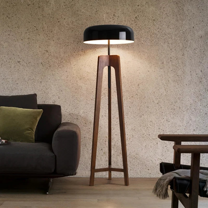 TOWA | Mid-Century Wood and Black Floor Lamp