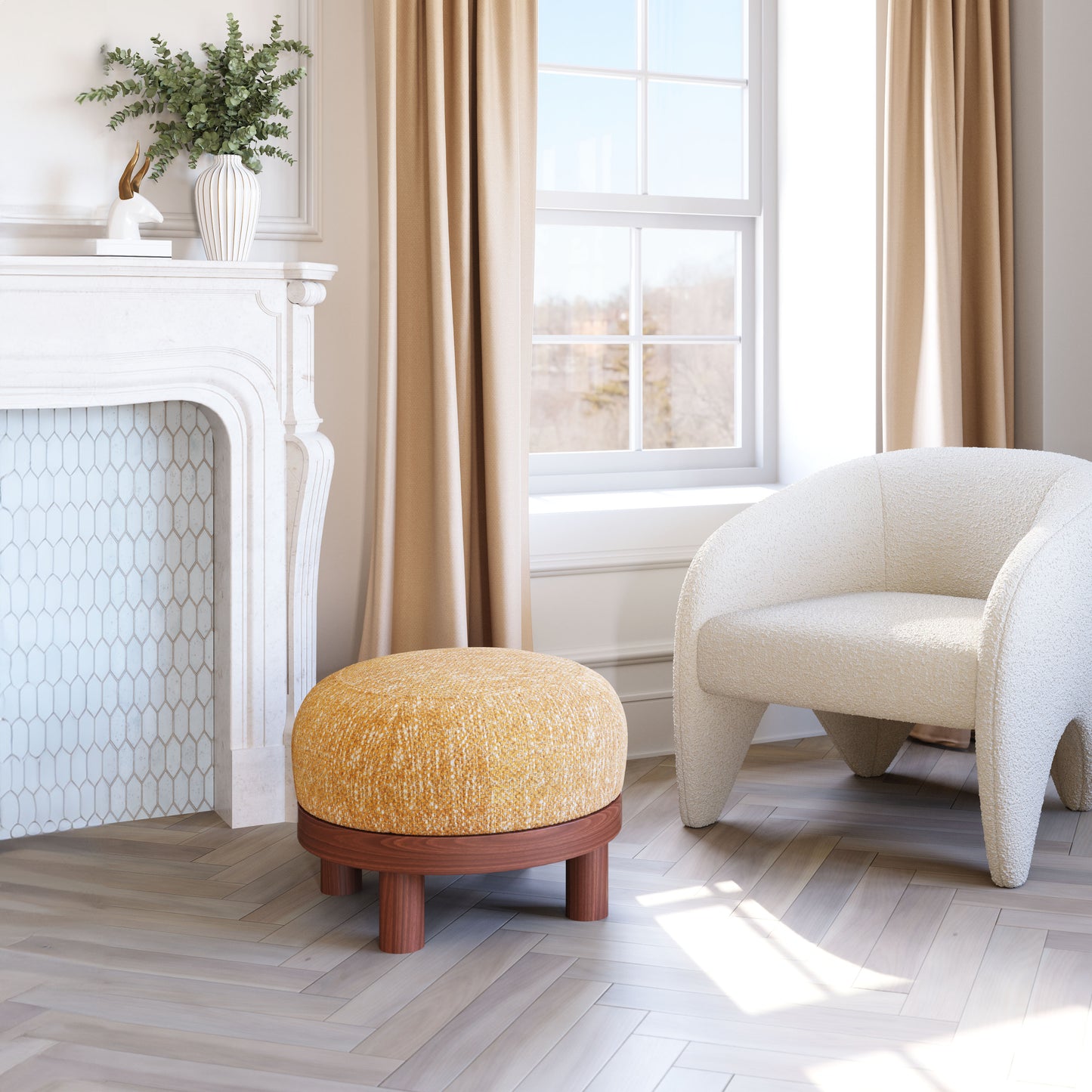 Gome Ottoman Oat Yellow - Disselt Designs