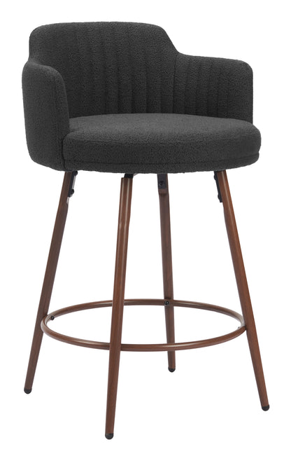 Kono Swivel Counter Stool (Set of 2) Black & Walnut - Disselt Designs