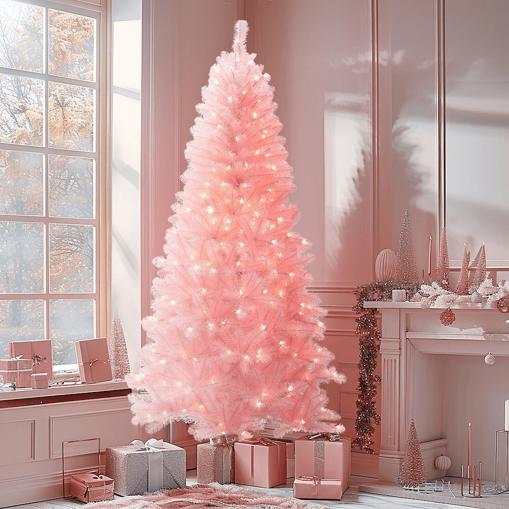 PINK 6.5 | 6.5Ft Pre-Lit Pink Full Artificial Christmas Tree - Disselt Designs