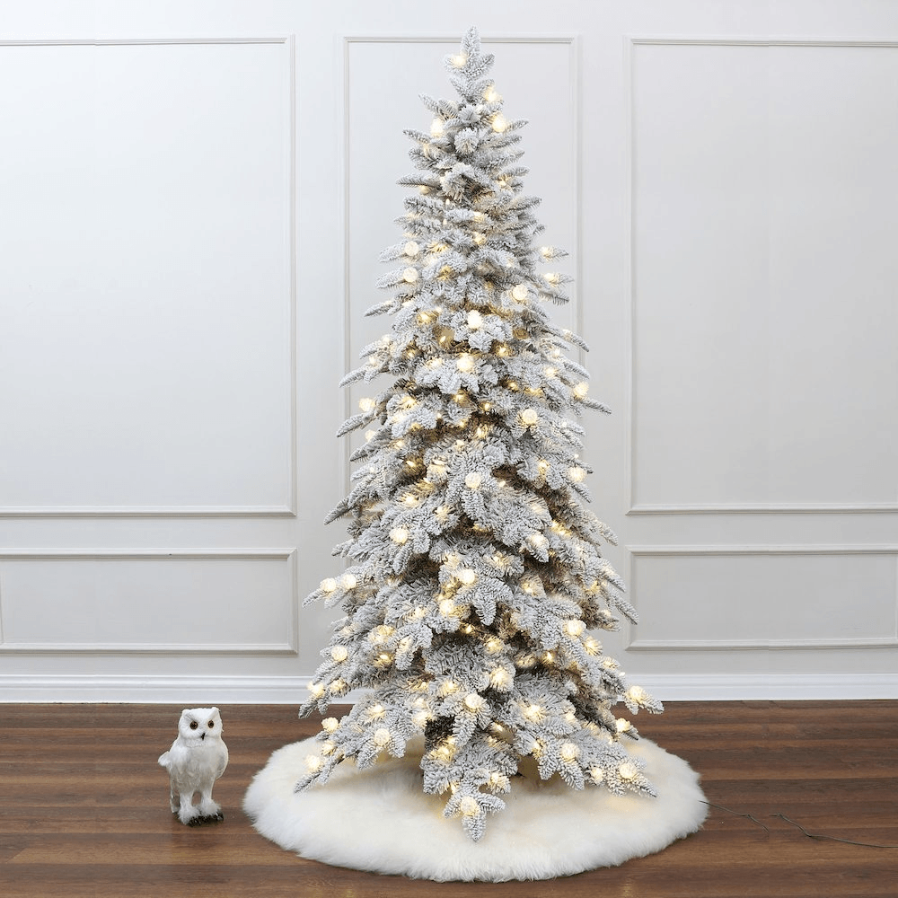 GORG 6 | 6Ft Flocked Artificial Christmas Tree with Adjustable Lights - Disselt Designs