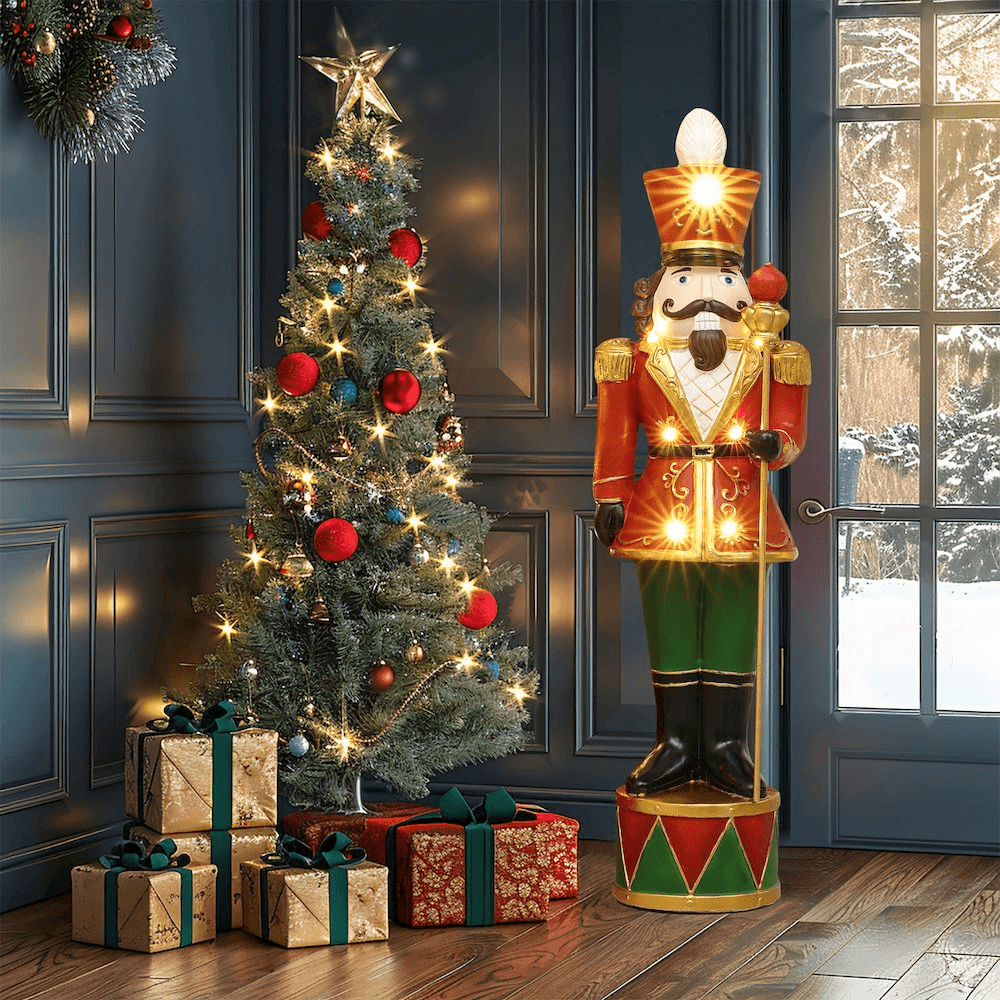 NUTCRACKER | 3Ft Tall Traditional Nutcracker King in Red with Lights - Disselt Designs