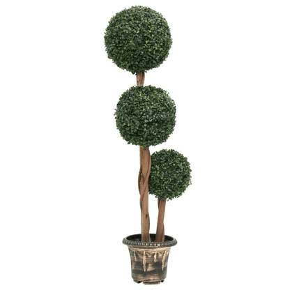 BOXWOOD TRIPLE | Artificial Ball Shaped Boxwood Plant with Pot, 46.9" - Disselt Designs