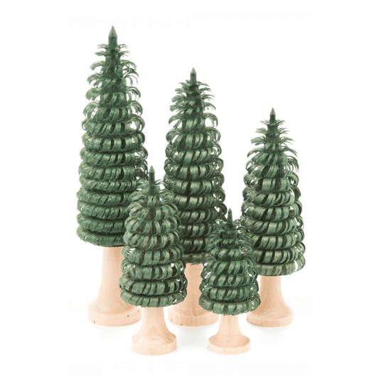 DREGENO GREEN | Shaved Wooden Trees - Set of 5 Green Trees - Disselt Designs