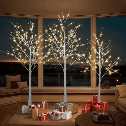 BIRCH TRIO | Set of Lighted Birch Trees, 4FT 48 LED/5FT 72 LED/6FT 96 LED - Disselt Designs