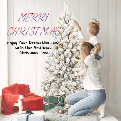 FLOCKED PRE-LIT 7 | 7FT PVC Memory Wire Christmas Tree (With Light) - Disselt Designs